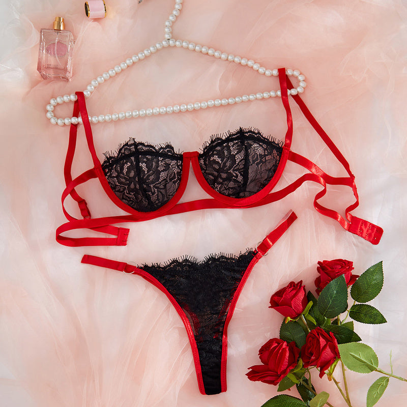 Women's Lace Underwear Sexy Perspective Fun Set 5936