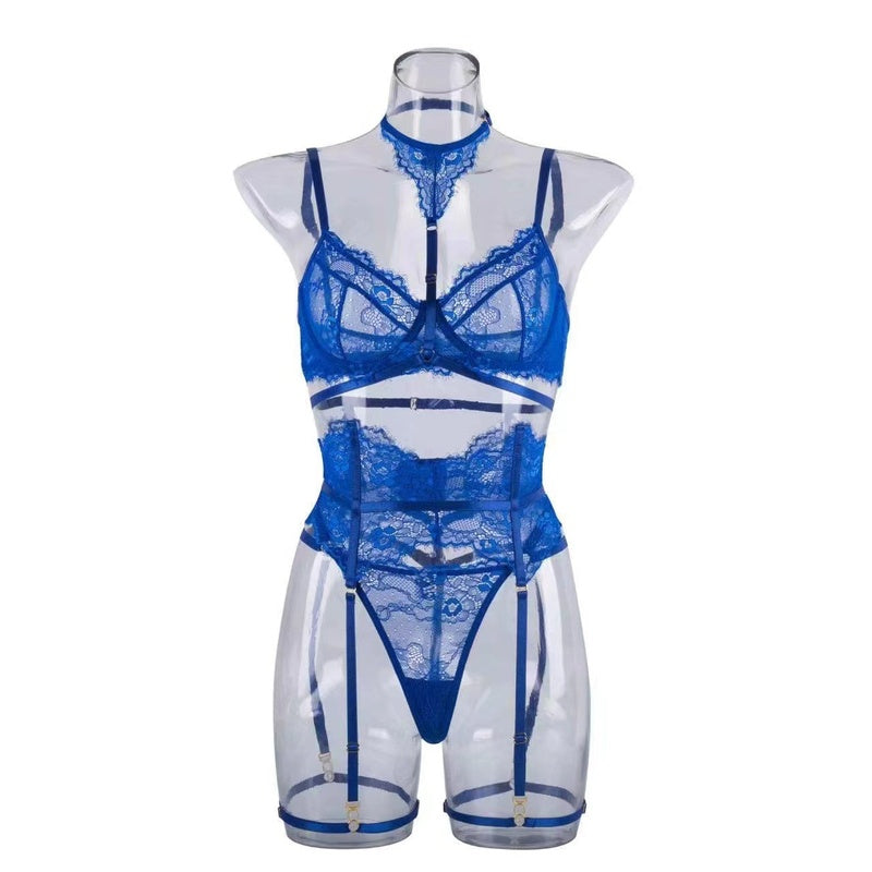 Hanging Neck Lace Perspective Sexy Nightclub Fun Underwear Set jumpsuit