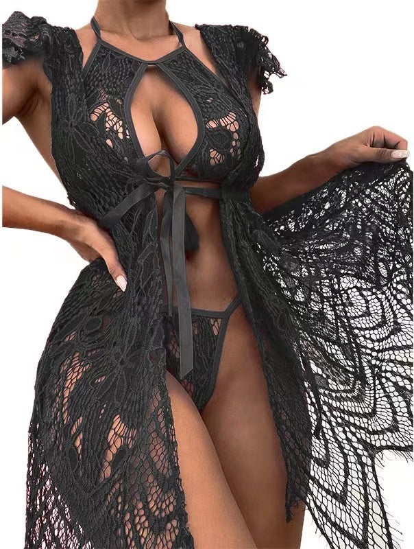 Fun lingerie strap hollow out jumpsuit lace sexy pure desire female embroidery