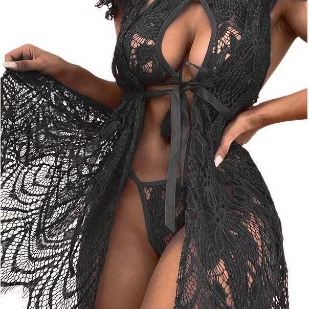 Fun lingerie strap hollow out jumpsuit lace sexy pure desire female embroidery